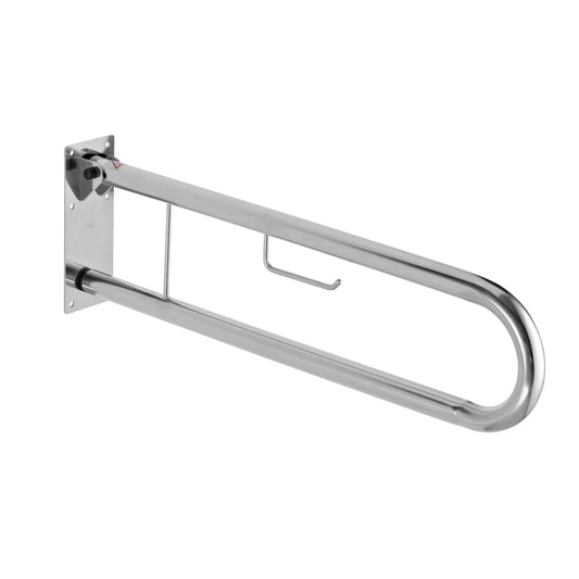 Barra Apoio Horizontal rebatível com Porta Rolos Inox Brilhante