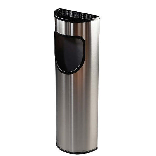 Cinzeiro Meia-Lua de Chão com Papeleira Inox Acetinado 10 L