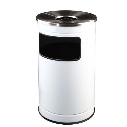 Cinzeiro Redondo de Chão com Papeleira Epóxi Branco 70 L