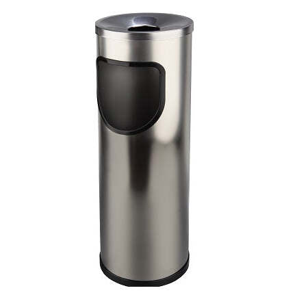 Cinzeiro Redondo de Chão com Papeleira Inox Acetinado 20 L