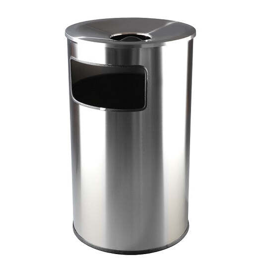 Cinzeiro Redondo de Chão com Papeleira Inox Acetinado 70 L