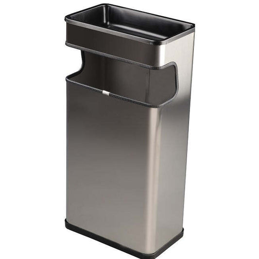 Cinzeiro Retangular de Chão com Papeleira Inox Acetinado 40 L