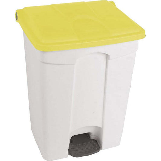 Contentor Branco com Pedal e Tampa Amarela 70 L