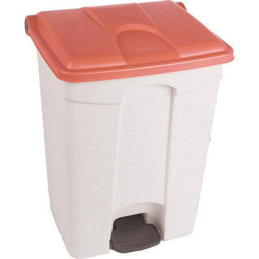 Contentor Branco com Pedal e Tampa Vermelha 70 L