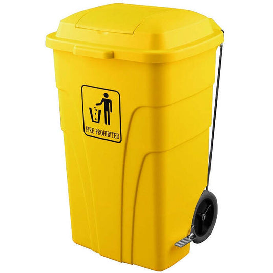 Contentor com Rodas e Pedal ABS Amarelo 120 L
