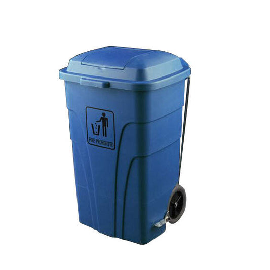 Contentor com Rodas e Pedal ABS Azul 120 L
