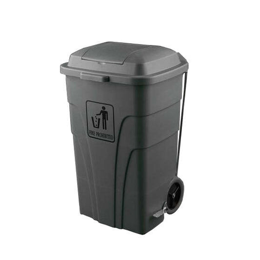 Contentor com Rodas e Pedal ABS Cinzento 120 L