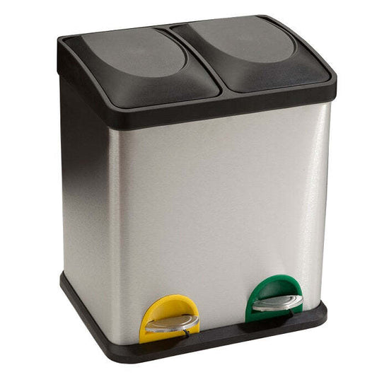 Contentor Eco Ponto com Pedal Inox Acetinado 2 x 15 L