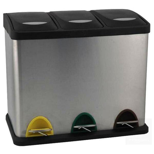 Contentor Eco Ponto com Pedal Inox Acetinado 3 x 15 L