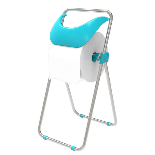 Dispensador Industrial de Tripé Azul  para Rolos de Papel Industriais