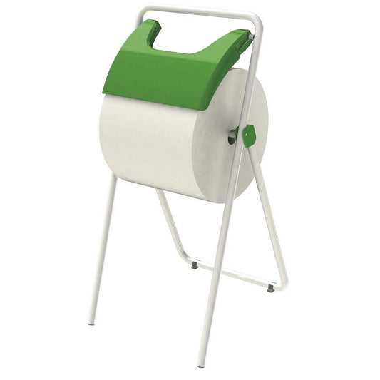 Dispensador Industrial de Tripé Verde  para Rolos de Papel Industriais