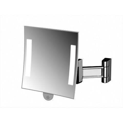 Espelho de Aumento Quadrado GALAXY (Parede com Luz LED) Braço Plástico Preto