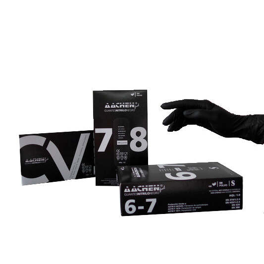 Luvas Nitrilo AACHEN feel - Tamanho L - 100 Unidades (Preto)