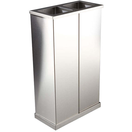 Papeleira de Reciclagem Quadrada com 2 entradas Inox Acetinado 28 L