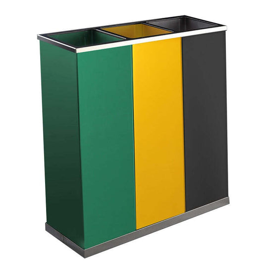 Papeleira de Reciclagem Quadrada com 3 entradas Epóxi (3) Cores 28 L