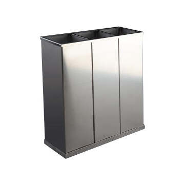 Papeleira de Reciclagem Quadrada com 3 entradas Inox Acetinado 28 L