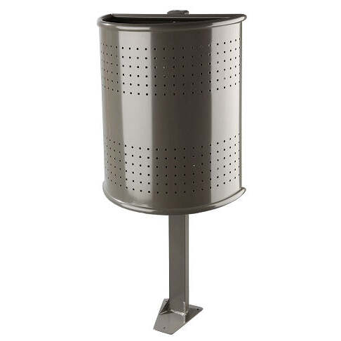 Papeleira Meia-Lua de Chão com Perfurações Epóxi Cinzento Escuro 60 L