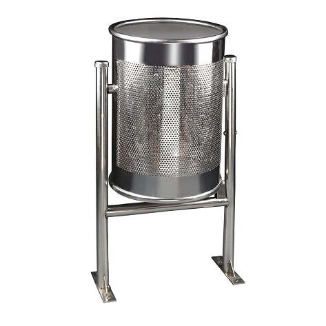 Papeleira Redonda de Chão com 2 Pés e Perfurações Inox Brilhante 60 L